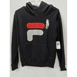 NWT  Fila Black Embroidered Sweatshirt Crewneck  Youth  Size 8      FILA